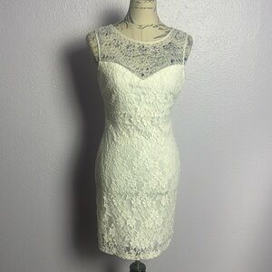 White Lace With Bling Fitted Dress